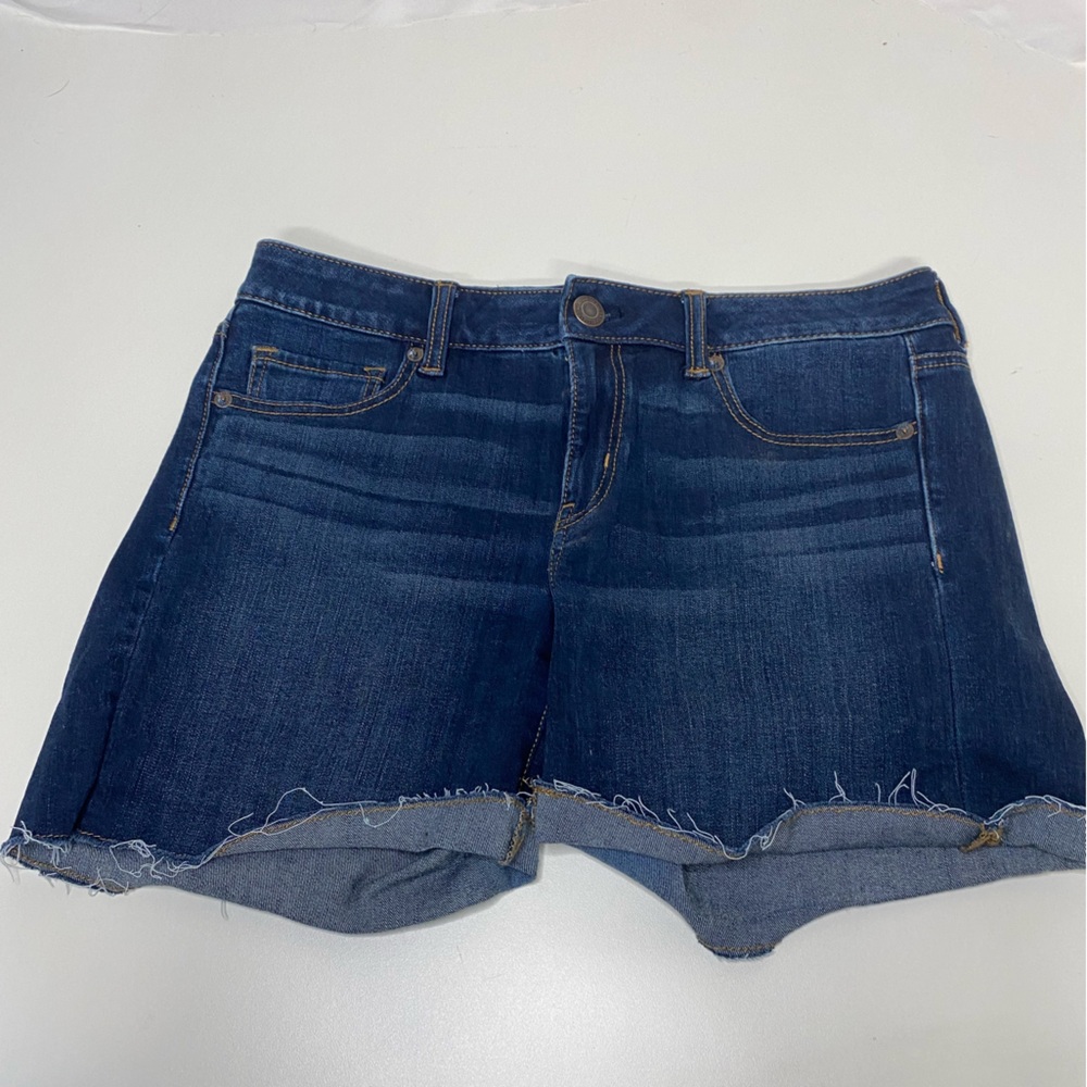 American Eagle midi 360 degree super stretch denim shorts